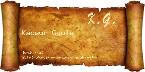 Kacsur Gyula névjegykártya
